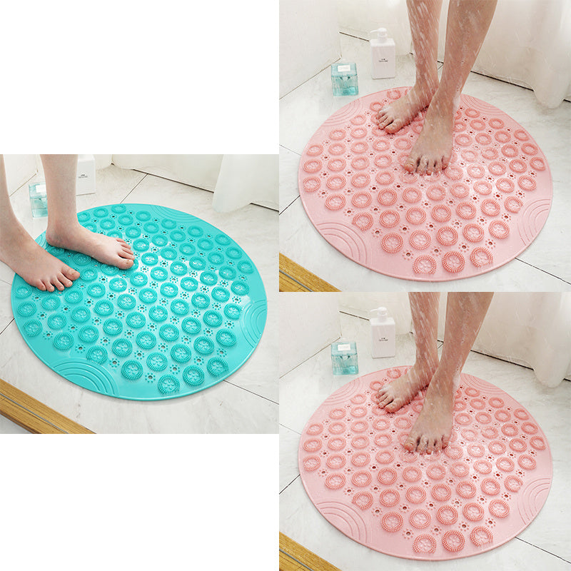 Textured Surface Round Shower Mat Anti-Slip Bath Mats With Drain Hole Massage Round In Middle For Shower Stall - Antique Decore