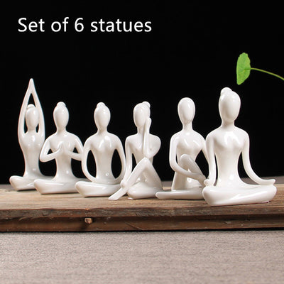 Abstract Art Ceramic Yoga Figurines Porcelain Yog Statue Home Decoration Accessories Office Desktop Ornament