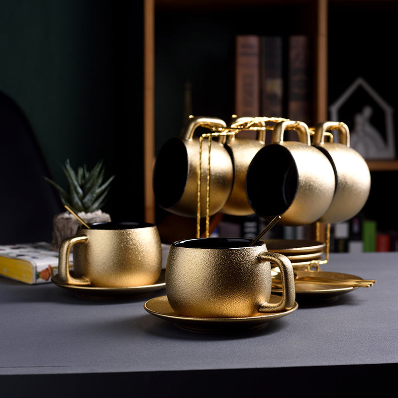 Golden coffee cup set