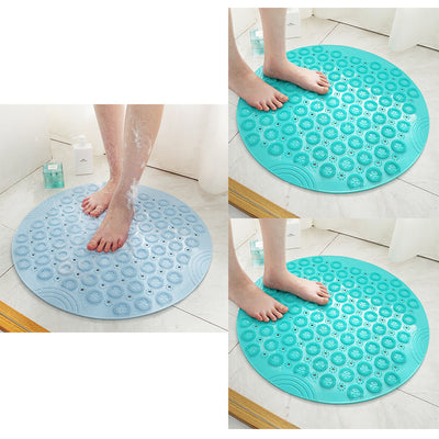 Textured Surface Round Shower Mat Anti-Slip Bath Mats With Drain Hole Massage Round In Middle For Shower Stall - Antique Decore