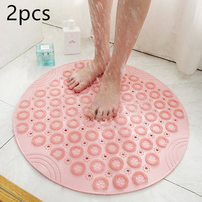 Textured Surface Round Shower Mat Anti-Slip Bath Mats With Drain Hole Massage Round In Middle For Shower Stall - Antique Decore