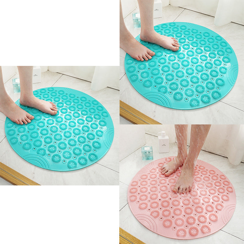 Textured Surface Round Shower Mat Anti-Slip Bath Mats With Drain Hole Massage Round In Middle For Shower Stall - Antique Decore