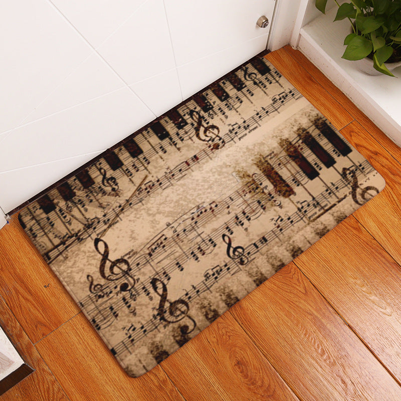 Flannel Piano Key Floor Mats, Digital Printing Foot Mats, Kitchen Absorbent Non-slip Mats, Floor Mats - Antique Decore