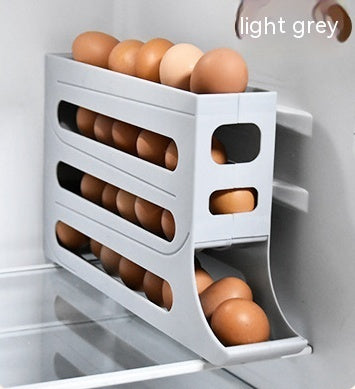 Refrigerator 4-Layer Automatic Egg Roller Sliding Egg Tray Refrigerator Side Door Large Capacity Holder Egg Storage Box Kitchen Gadgets - Antique Decore