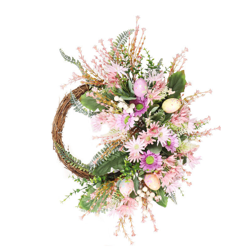 Home Decoration Easter Wreath Wild Chrysanthemum Half Edge Wreath Eggs