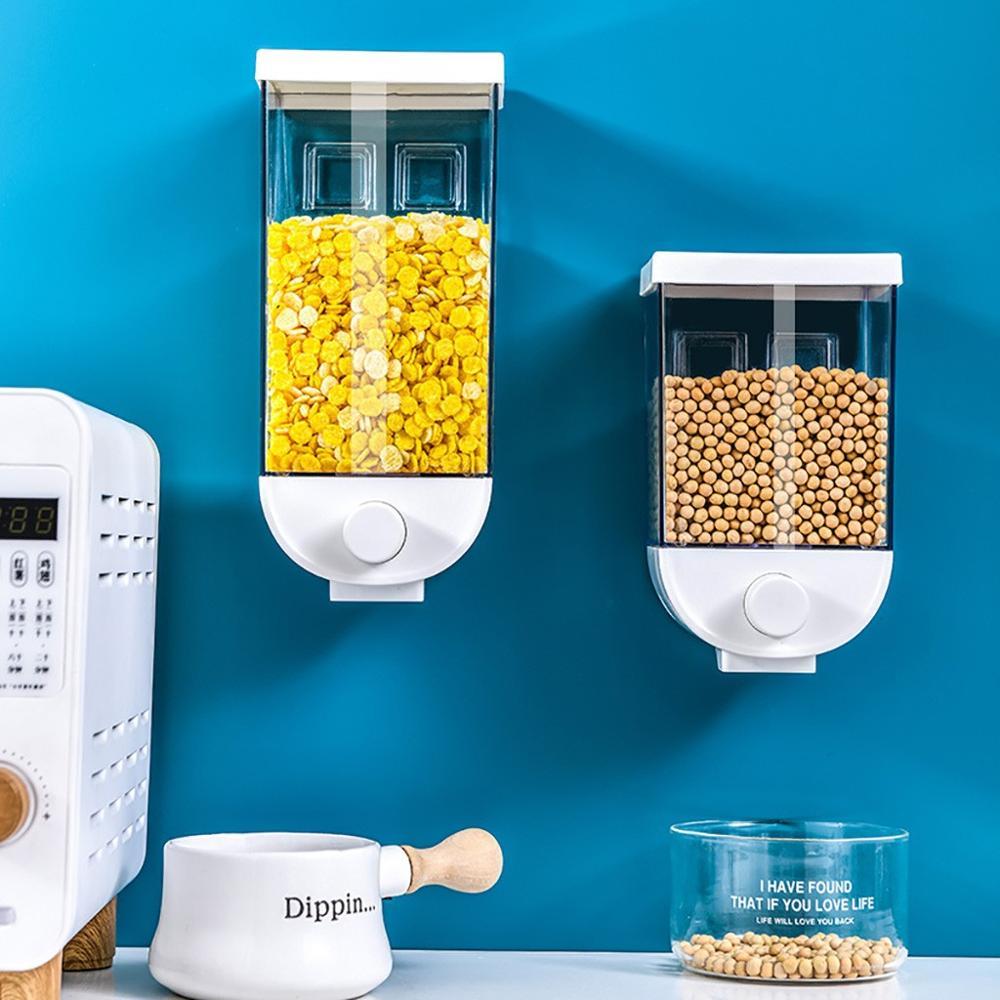 Kitchen Food Storage Easy Press Container Cereal Dispenser Wall Mounted Food Storage Box - Antique Decore