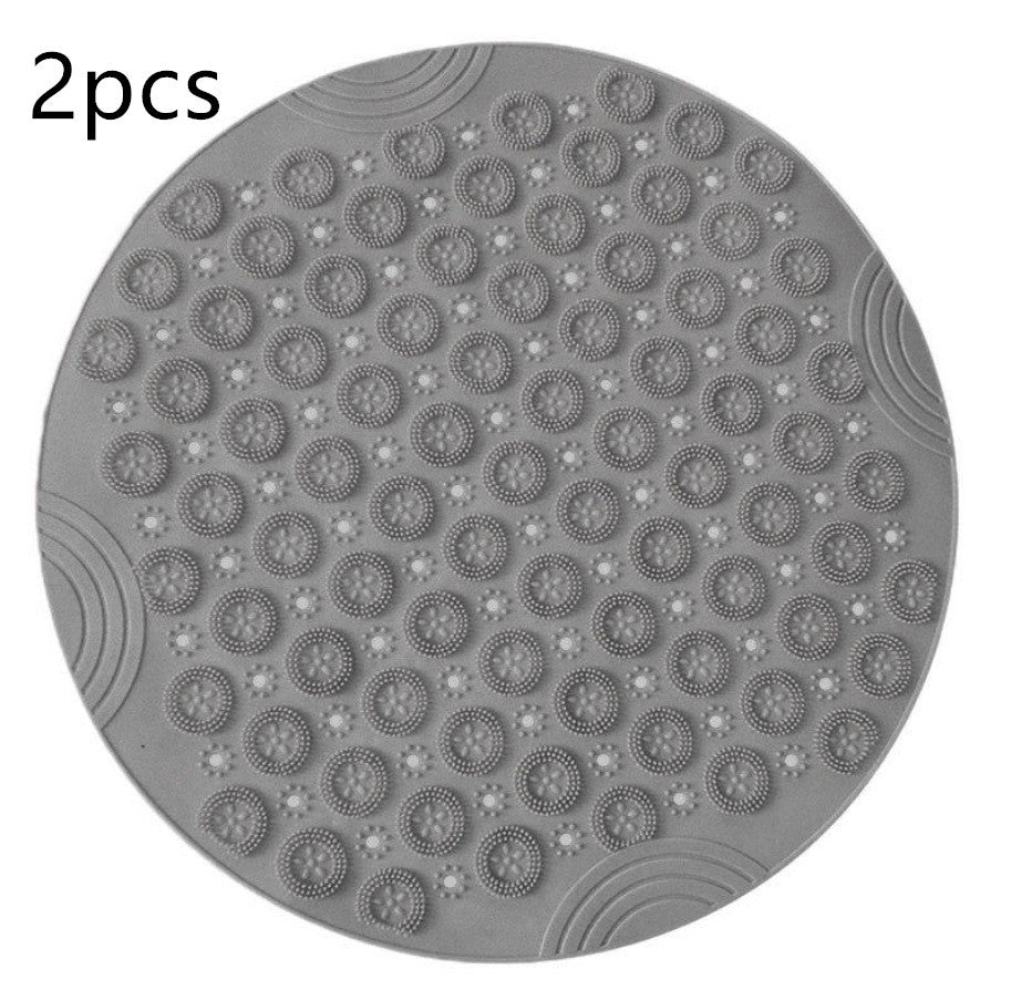 Textured Surface Round Shower Mat Anti-Slip Bath Mats With Drain Hole Massage Round In Middle For Shower Stall - Antique Decore