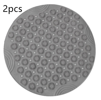 Textured Surface Round Shower Mat Anti-Slip Bath Mats With Drain Hole Massage Round In Middle For Shower Stall - Antique Decore