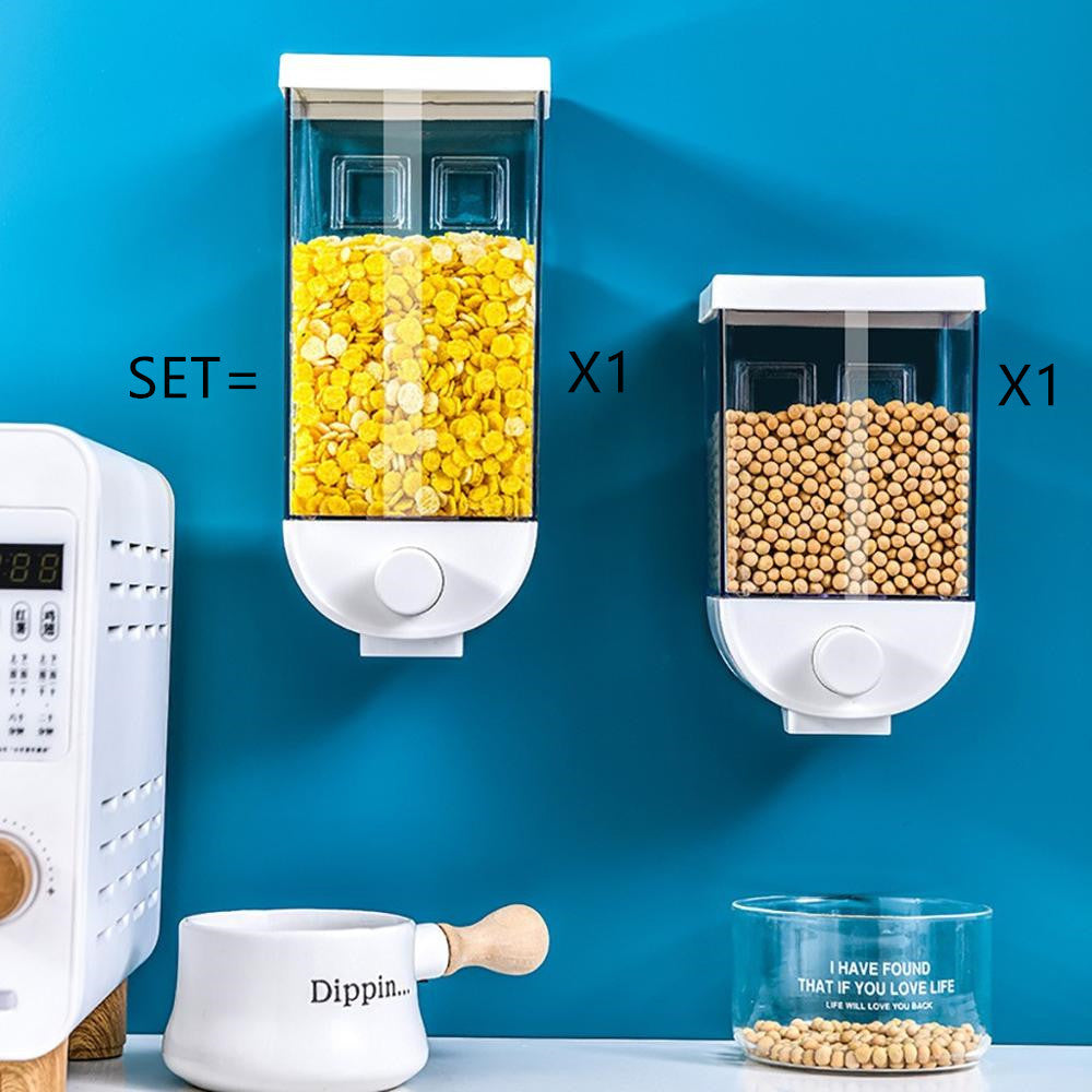 Kitchen Food Storage Easy Press Container Cereal Dispenser Wall Mounted Food Storage Box - Antique Decore