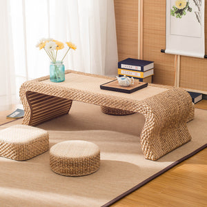 Simple Rattan Tatami Coffee Table Floor Table Japanese Style - Antique Decore