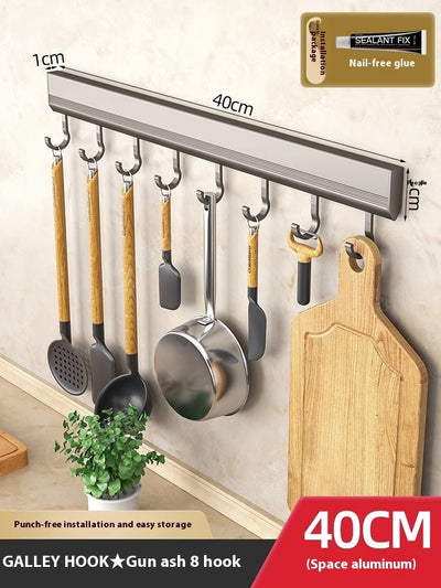 Factory Supply Kitchen Hook Rack Punch-free Wall-mounted Rack Aerospace Aluminum - Antique Decore