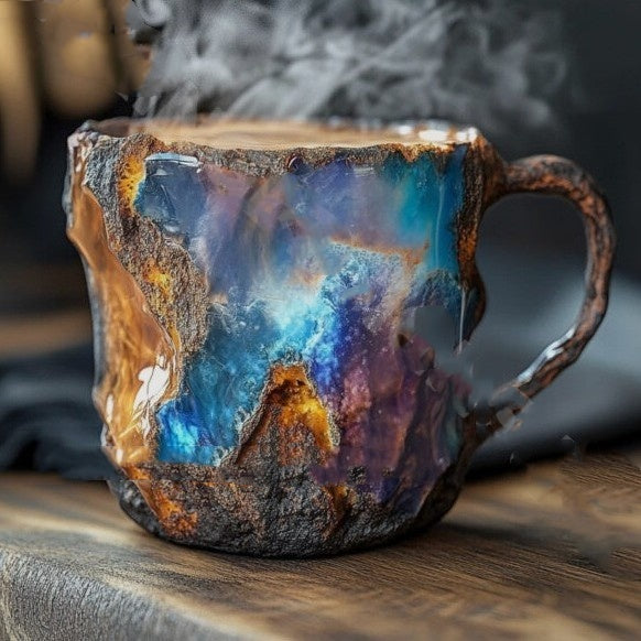 Resin Mineral Crystal Coffee Mugs With Handles Elegant Fake Mineral Crystal Cup