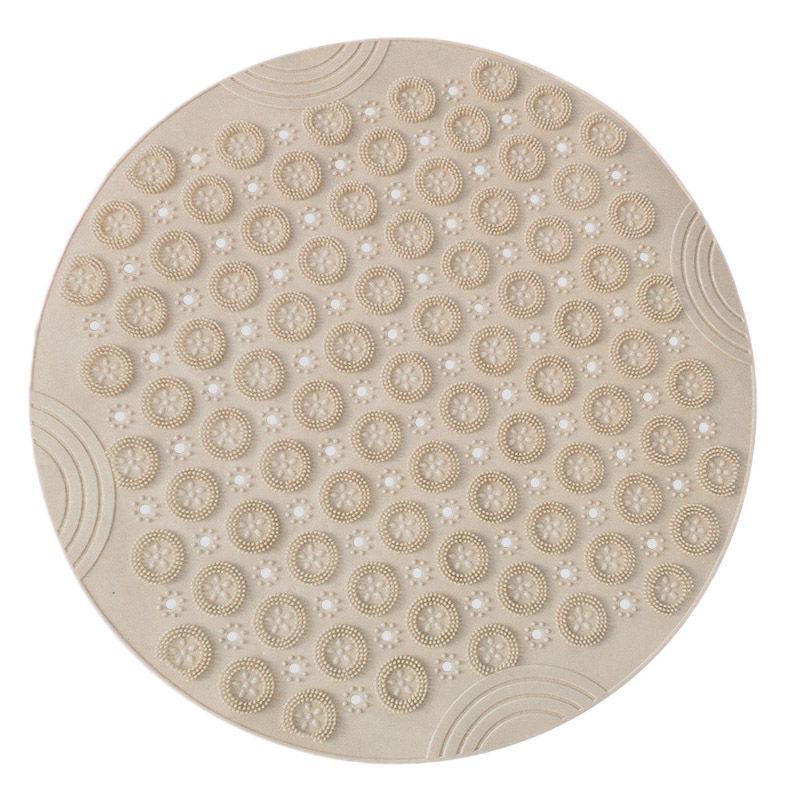 Textured Surface Round Shower Mat Anti-Slip Bath Mats With Drain Hole Massage Round In Middle For Shower Stall - Antique Decore