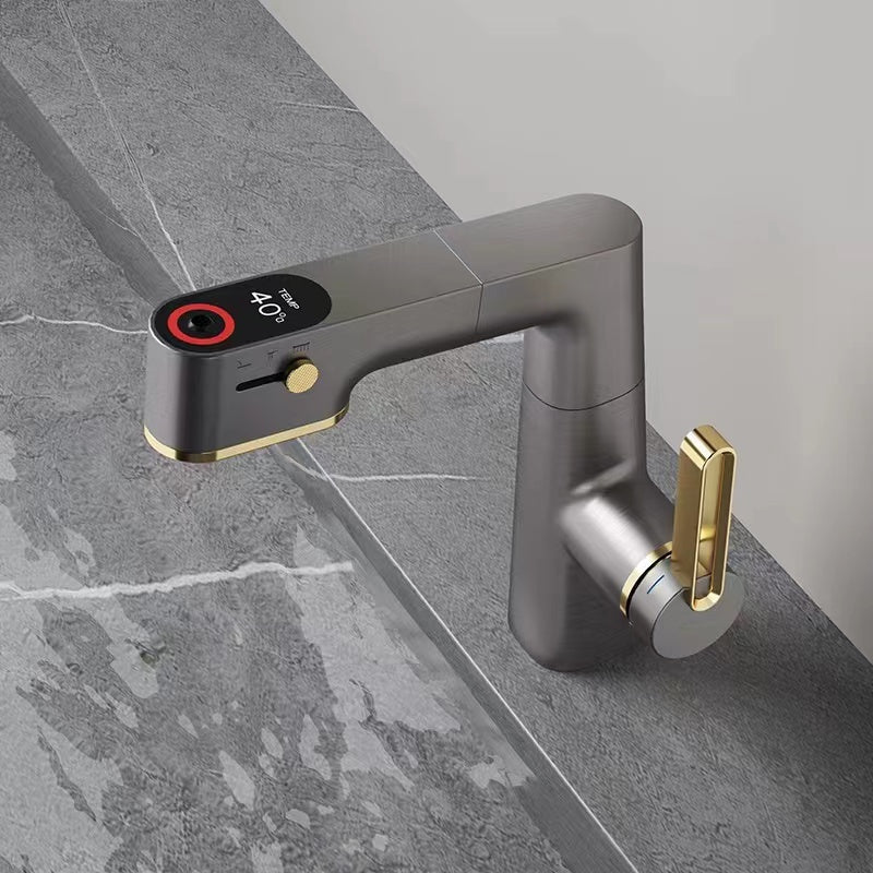 The Drawable Digital Display Faucet In The Bathroom Can Rotate And Lift - Antique Decore