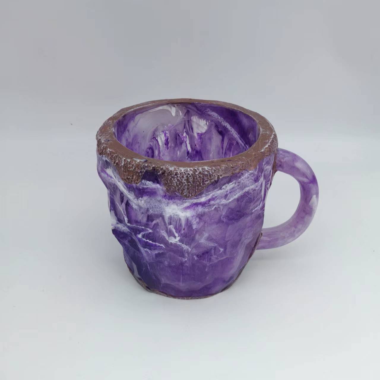 Resin Mineral Crystal Coffee Mugs With Handles Elegant Fake Mineral Crystal Cup