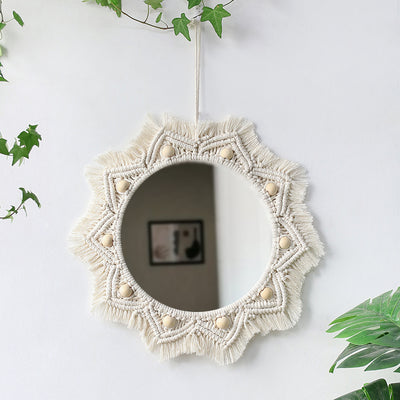 Woven Tapestry Home Accessories Handmade Decorative Mirror - Antique Decore