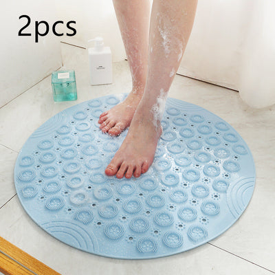 Textured Surface Round Shower Mat Anti-Slip Bath Mats With Drain Hole Massage Round In Middle For Shower Stall - Antique Decore