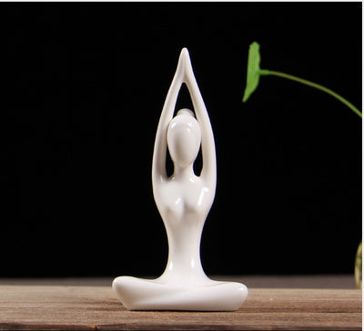 Abstract Art Ceramic Yoga Figurines Porcelain Yog Statue Home Decoration Accessories Office Desktop Ornament