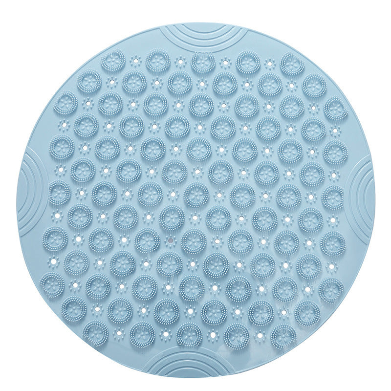 Textured Surface Round Shower Mat Anti-Slip Bath Mats With Drain Hole Massage Round In Middle For Shower Stall - Antique Decore