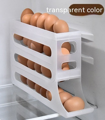 Refrigerator 4-Layer Automatic Egg Roller Sliding Egg Tray Refrigerator Side Door Large Capacity Holder Egg Storage Box Kitchen Gadgets - Antique Decore