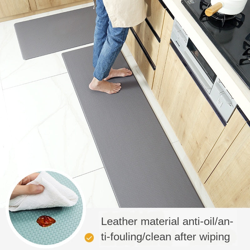 PU Leather Kitchen Floor Mats Simple Modern Oil-proof Long Strip Kitchen Mats Home Waterproof Non-slip Easy To Clean Kitchen Rug - Antique Decore