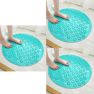 Textured Surface Round Shower Mat Anti-Slip Bath Mats With Drain Hole Massage Round In Middle For Shower Stall - Antique Decore