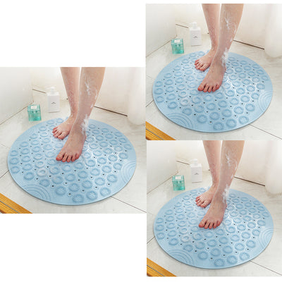 Textured Surface Round Shower Mat Anti-Slip Bath Mats With Drain Hole Massage Round In Middle For Shower Stall - Antique Decore