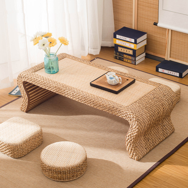 Simple Rattan Tatami Coffee Table Floor Table Japanese Style - Antique Decore