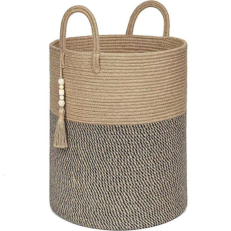 Dirty Clothes Basket Weaved Storage Basket Home Cotton String Straw Sundries - Antique Decore