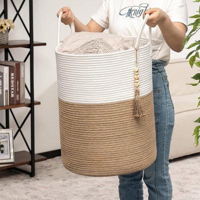 Dirty Clothes Basket Weaved Storage Basket Home Cotton String Straw Sundries - Antique Decore