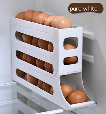 Refrigerator 4-Layer Automatic Egg Roller Sliding Egg Tray Refrigerator Side Door Large Capacity Holder Egg Storage Box Kitchen Gadgets - Antique Decore