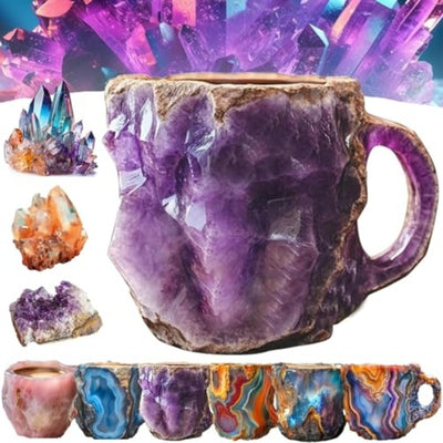 Resin Mineral Crystal Coffee Mugs With Handles Elegant Fake Mineral Crystal Cup