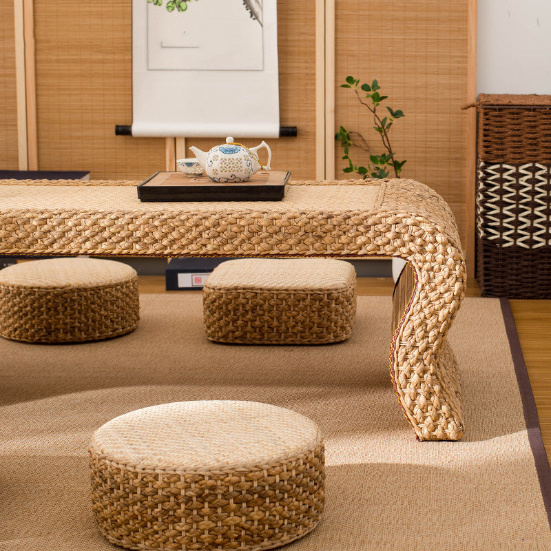 Simple Rattan Tatami Coffee Table Floor Table Japanese Style - Antique Decore