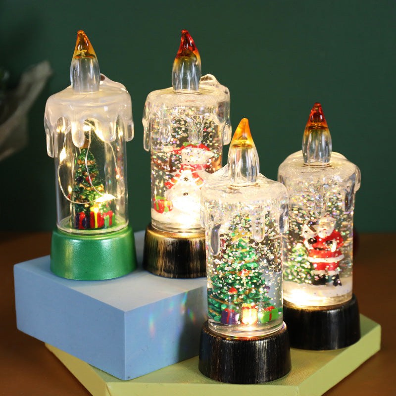 Christmas Decorations Candle Light Crystal Desktop Ornaments