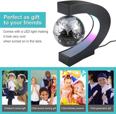 Magnetic Levitating Globe With LED Light - For Kids Adults Learning - 3.5 Inch