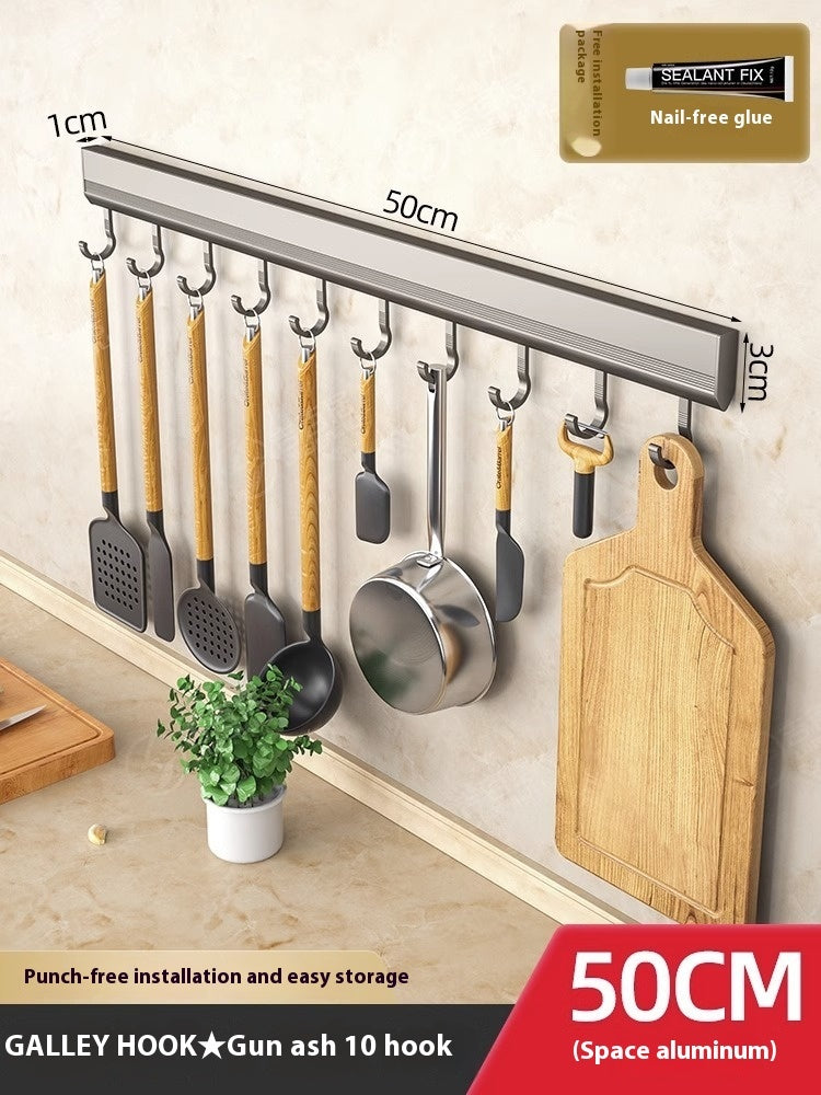 Factory Supply Kitchen Hook Rack Punch-free Wall-mounted Rack Aerospace Aluminum - Antique Decore