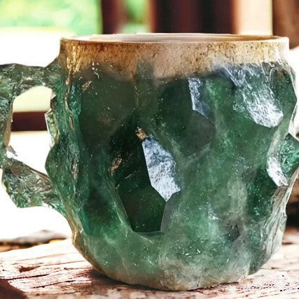 Resin Mineral Crystal Coffee Mugs With Handles Elegant Fake Mineral Crystal Cup