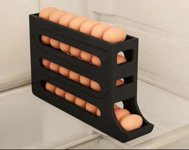 Refrigerator 4-Layer Automatic Egg Roller Sliding Egg Tray Refrigerator Side Door Large Capacity Holder Egg Storage Box Kitchen Gadgets - Antique Decore