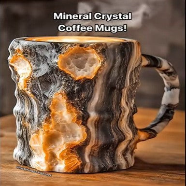 Resin Mineral Crystal Coffee Mugs With Handles Elegant Fake Mineral Crystal Cup